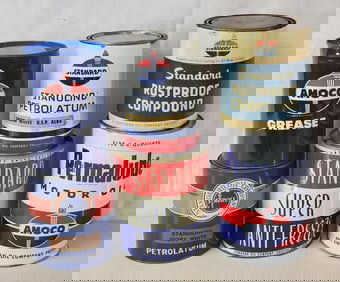 6-Different Standard Oil Metal Cans