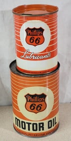 Phillips 66 Quart Motor Oil & One Pound Grease Metal Cans