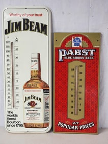 Jim Beam & Pabst Blue Ribbon Metal Thermometers