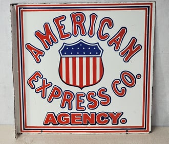 Reproduction American Express Porcelain Flange Sign