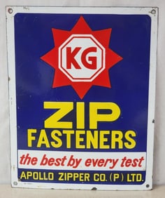 KG Zip Fasteners Porcelain Sign (TAC)