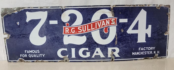 R.G. Sullivan's 7-20-4 Cigar Porcelain Sign (TAC)