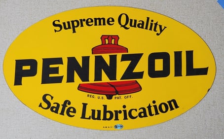 Pennzoil "Safe Lubrication" Small Metal Rack Sign (TAC)