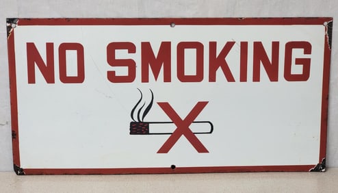 No Smoking w/Graphics Porcelain Sign (TAC)