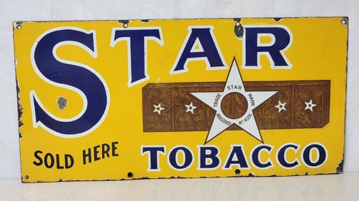 Star Tobacco Sold Here w/Logo Porcelain Sign (TAC)