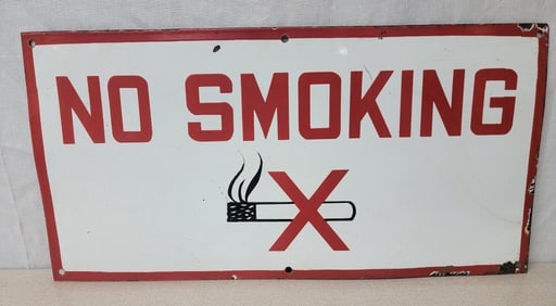 No Smoking w/Graphics Porcelain Sign (TAC)