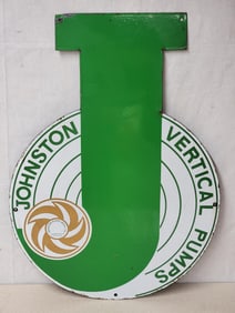 Johnson Vertical Pumps w/Logo Porcelain Sign (TAC)