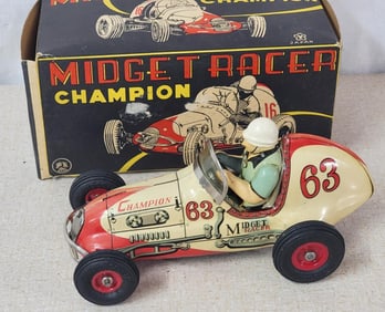Champion Midget Racer Japanese Tin Litho Friction Car NIB