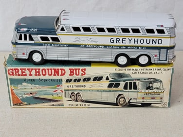 Greyhound Bus Super Scencruiser Japanese Tin Litho Friction Toy
