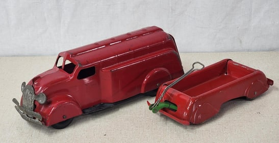 Wyandotte Gas Delivery Truck & Art Deco Coaster Wagon Press Steel