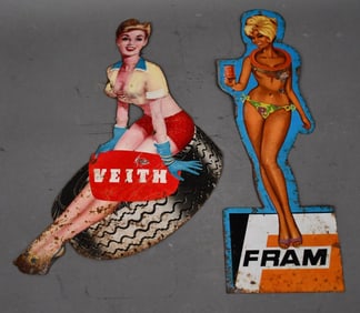 Fram & Veith Pinup Girl Metal Signs