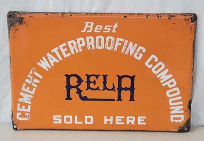Rela Cement Waterproofing Compound Sold Here Porcelain Sign