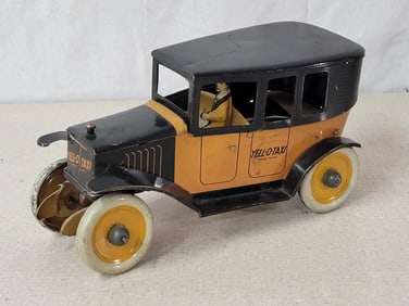 Strauss Yellow Cab Taxi Tin Litho Windup Toy