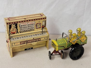 Marx Jumpin Jeep & Unique Arts "The Dogpatch Band" Windup Toys