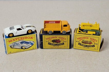 3-Matchbox Items Ford GT, Coca-Cola Truck & Bulldozer