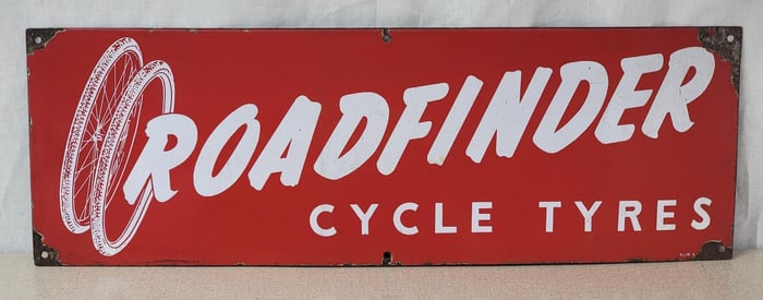Roadfinder Cycle Tyres w/Logo Porcelain Sign (TAC)