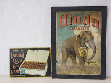 Hindu Cigarettes & Imperial Club Cigar Signs