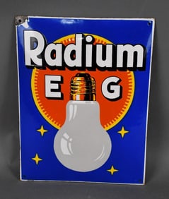 Radium EG w/Light Bulb Logo Porcelain Sign (TAC)