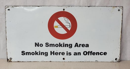 No Smoking Area w/Logo Porcelain Sign