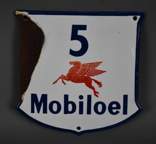 Mobiloel w/Pegasus #5 Porcelain Sign