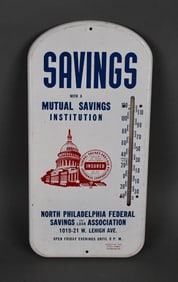 Saving Mutual Saving Institution Metal Thermometer