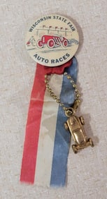 Wisconsin State Fair Auto Race Pinback Button & Ribbon