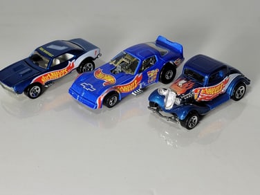 3-Hot Wheels Black Wheel Cars