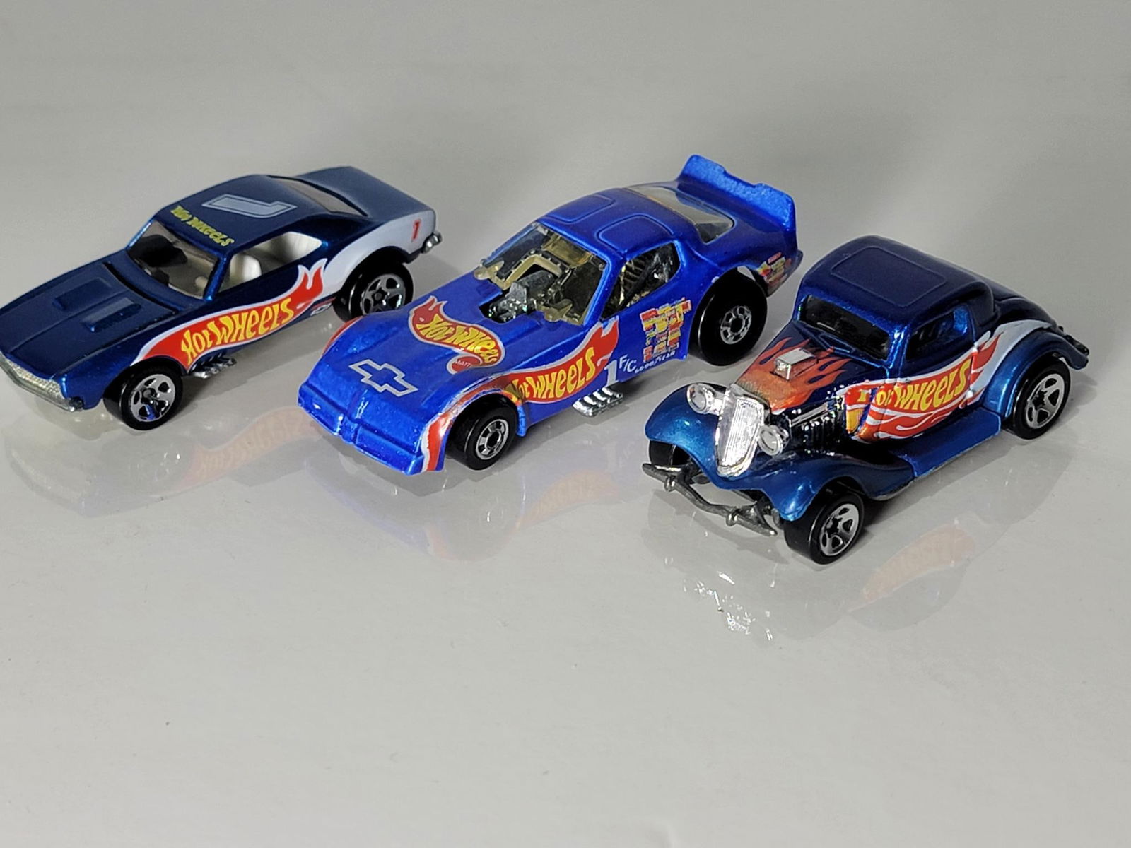 3-Hot Wheels Black Wheel Cars: rated 9, late 1970's early 1980's, in good condition.