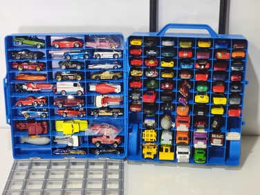 80+ Hot Wheels Vehicles w/Hard Case Carrier