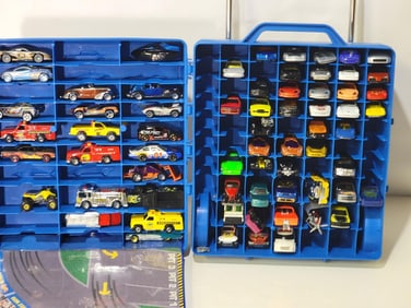 60-Hot Wheels Vehicles w/Hard Case Carrier