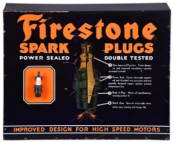 Firestone Spark Plugs Metal Lighted Display Cabinet