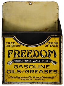 Rare Freedom Gasoline Oils & Grease Metal Literature Display (TAC)