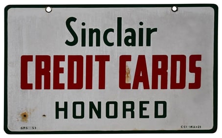 Sinclair Credit Card Honored Porcelain Sign (TAC)