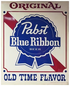 Original Pabst Blue Ribbon Beer "Old Time Flavor" Metal Sign (TAC)