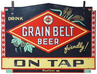 Drink Grain Belt Beer "On Tap" Porcelain Sign (TAC)