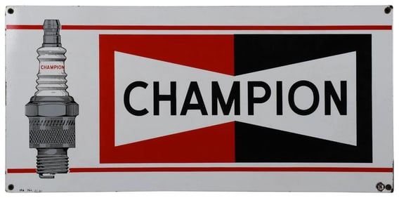 Champion w/Spark Plug Porcelain Sign (TAC)
