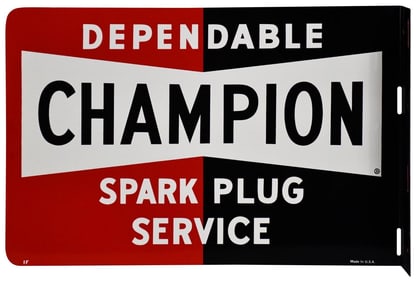 Dependable Champion Spark Plugs Service Metal Flange Sign (TAC)