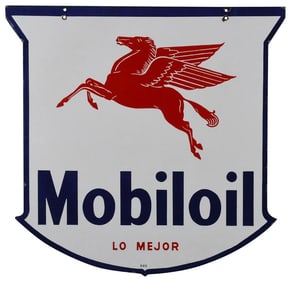 Mobiloil w/Pegasus "Lo Mejor" The Best Porcelain Sign (TAC)