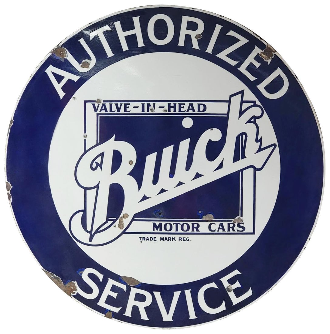 Buick Valve-in-Head Authorized Service Porcelain Sign (TAC) (1 of 7)