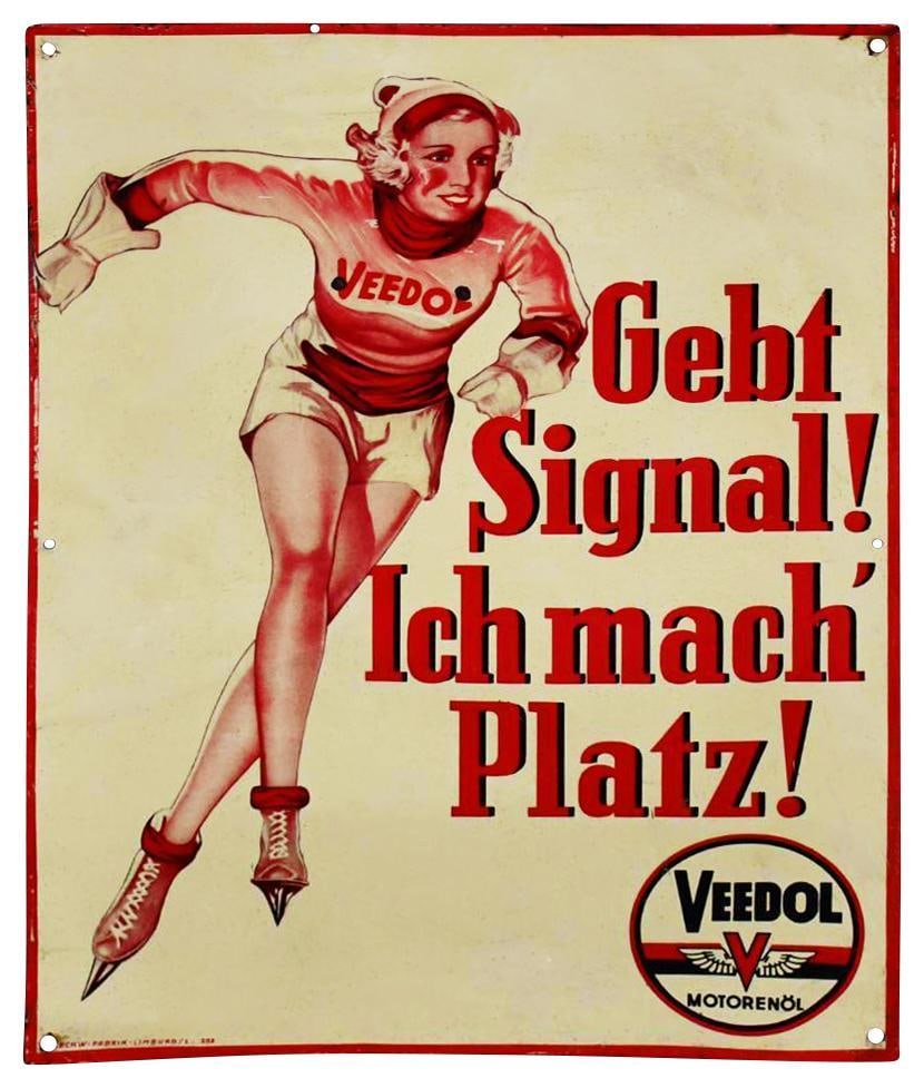 German Veedol Skating Girl Metal Sign (TAC) (1 of 5)