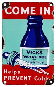 Vicks "Come In" Porcelain Door Sign (TAC)