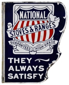 National Stoves & Ranges "They Always Satisfy" Porcelain Sign (TAC)