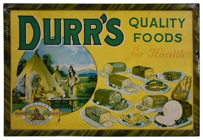 Durr's Quality Foods "for Health" w/Indiana Scene Metal Sign (TAC)