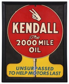 Kendall "The 2000 Mile Oil" Cardboard Hanging Sign