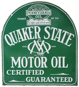 Quaker State Motor Oil w/Logo Porcelain Sign (TAC)