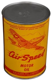 Air Speed Motor Oil w/Fighter Graphics Quart Round Metal Can (TAC)