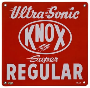 Knox Ultra Sonic Super Regular w/Logo Porcelain Pump Sign (TAC)