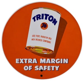 Union 76 Triton 'Extra Margin of Safety" Porcelain Sign (TAC)