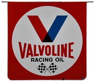 Valvoline Racing Oil w/Checkered Flags Logo Metal Sign (TAC)