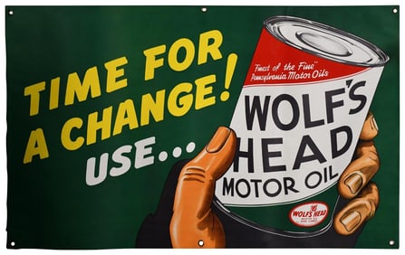 Nice Wolf's Head Motor Oil Paper Banner